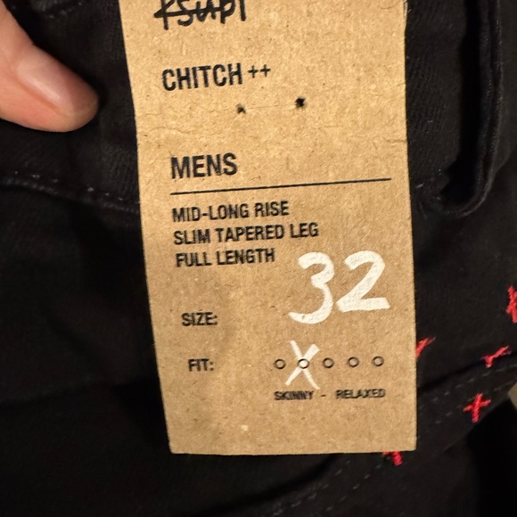 Ksubi Chitch Laid Black Mid Long Rise Slim Tapered Full Length Skinny Jeans 32 - Picture 2 of 9